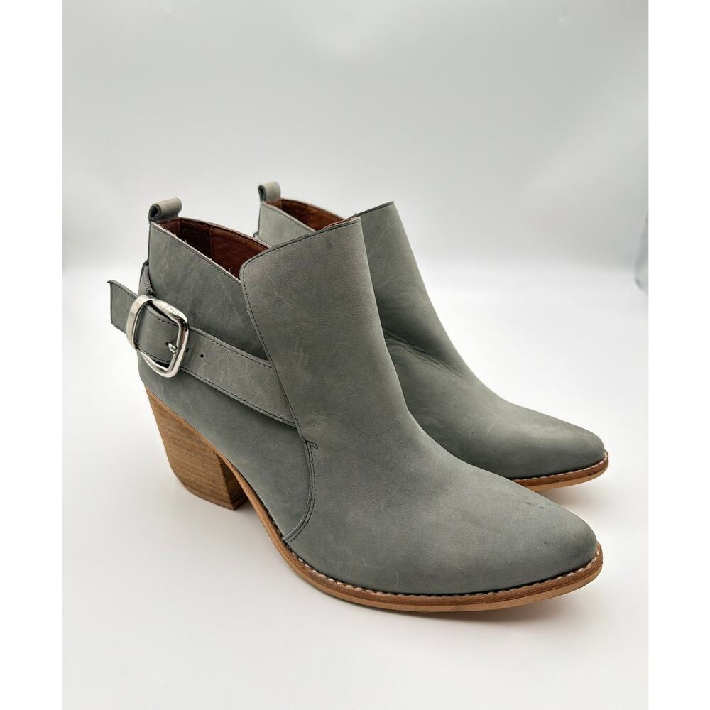 Jeffrey Campbell Ibiza Handmade Grey Leather Booties Ankle Boots 9.5 Buckle EUC